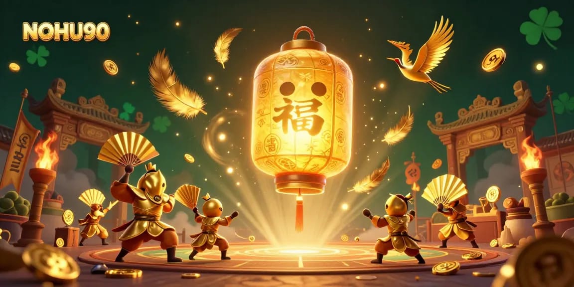 Experience thrilling gameplay at NOHU90 with golden lanterns and dynamic casino elements.