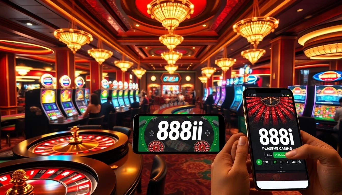 Players enjoying a thrilling casino experience at 88i with vibrant tables and slot machines.