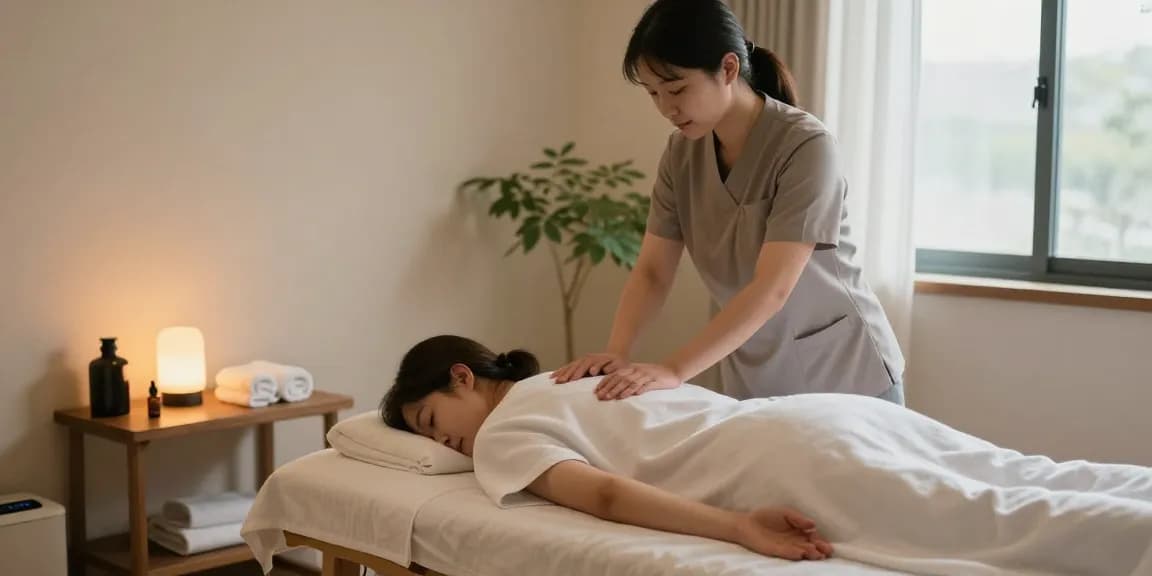 Professional massage therapy room featuring therapy session, ideal for 판교출장마사지 relaxation and wellness.