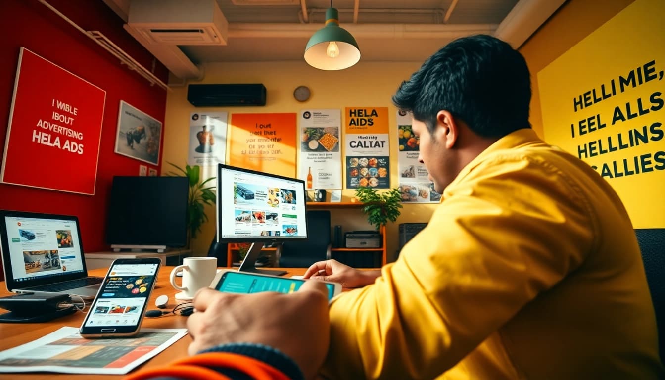 Professional workspace showcasing Hela Ads digital advertising in Sri Lanka.