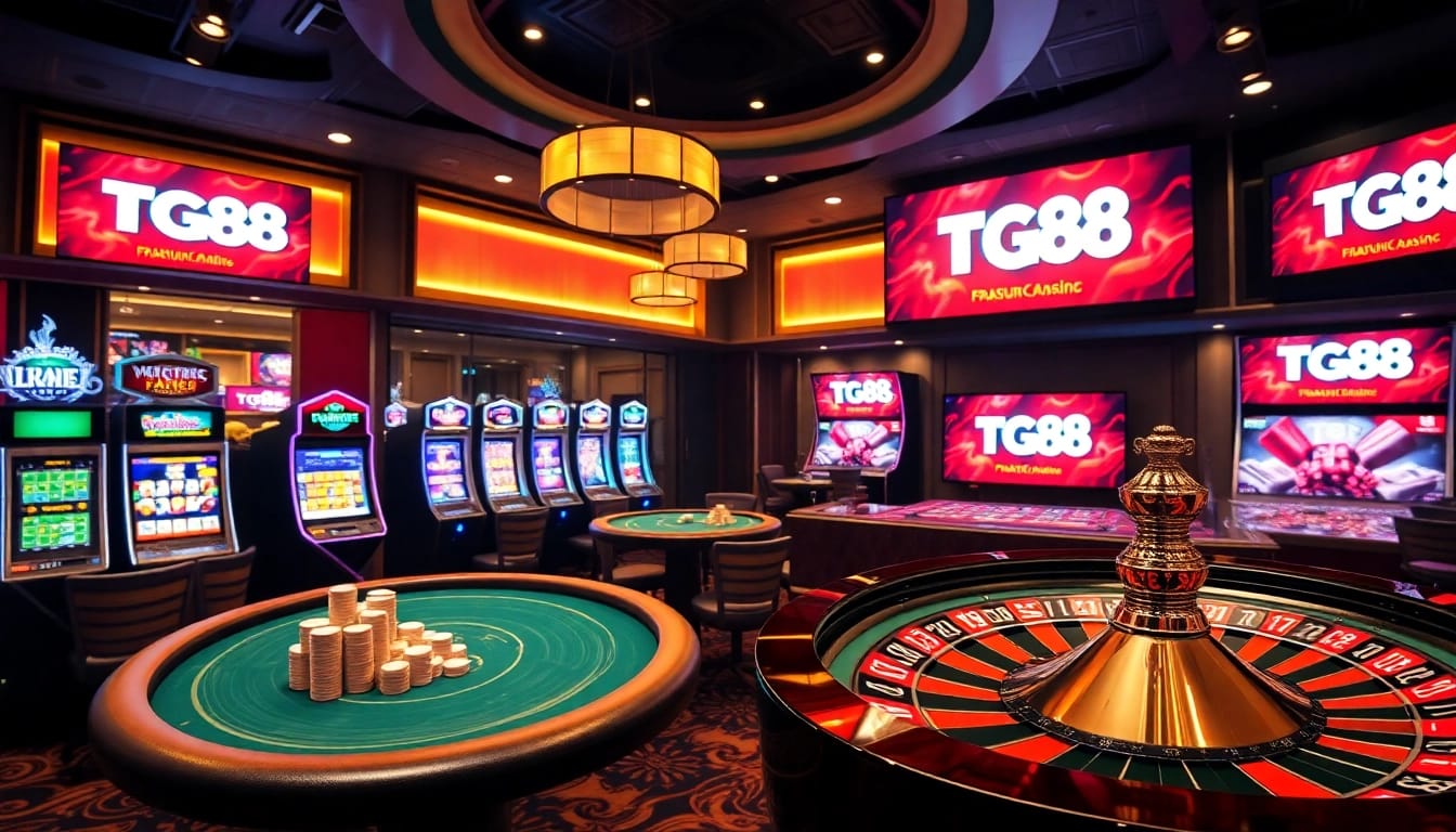 Experience the excitement of TG88 with vibrant casino tables and high-stakes games.