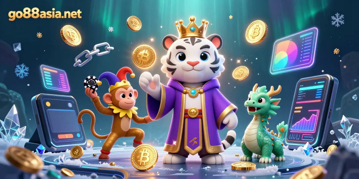 Engage with go88asia net's lively casino world featuring a playful tiger and monkey in a vibrant scene.