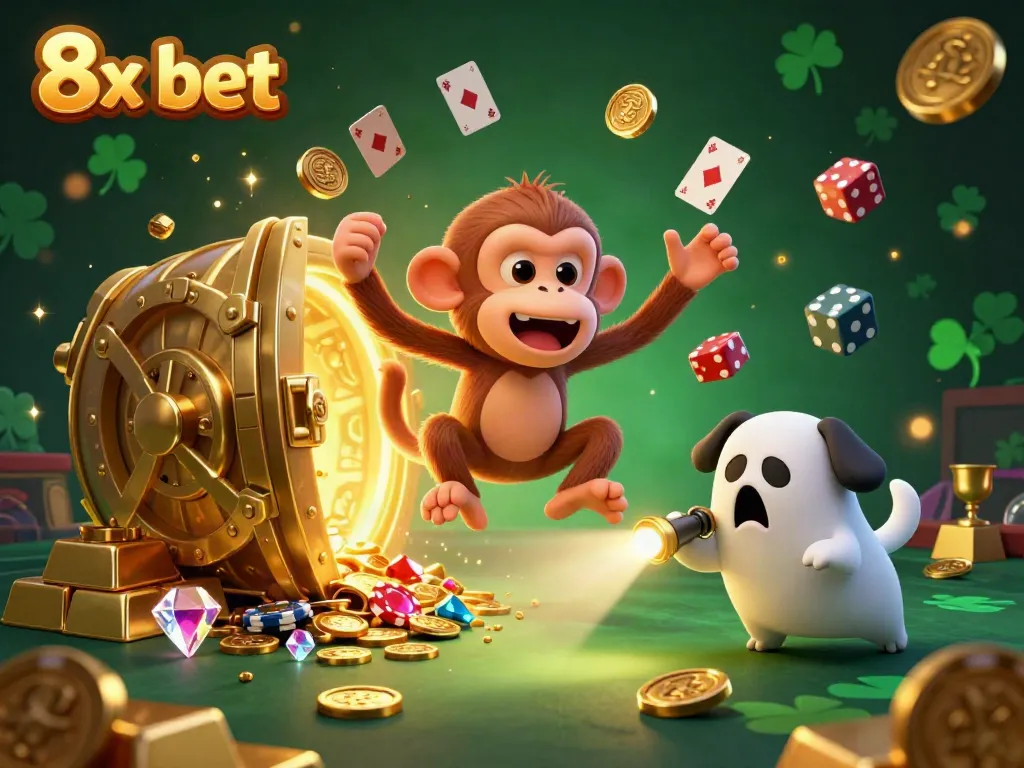 Experience the thrill of winning with 8x bet in this animated casino scene.