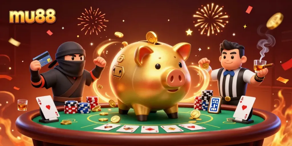 Experience the thrilling gameplay at mu88 with lively characters and dynamic casino elements.