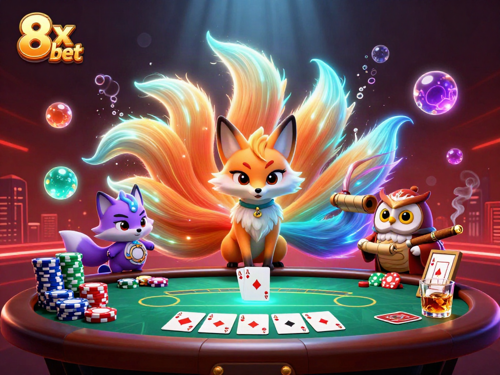 Experience the vibrant energy of 8x bet gaming with colorful characters and dynamic casino elements.
