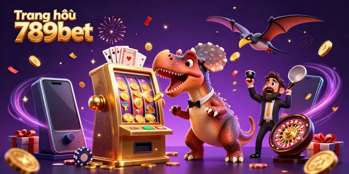 A vibrant scene showcasing the Trang chủ 789bet with a pachycephalosaurus winning coins, perfect for casino enthusiasts.