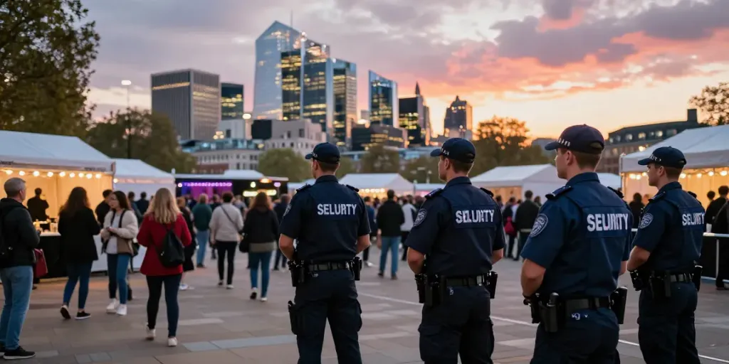 "Trusted security solutions by local professionals at a vibrant London event, ensuring safety and community support."