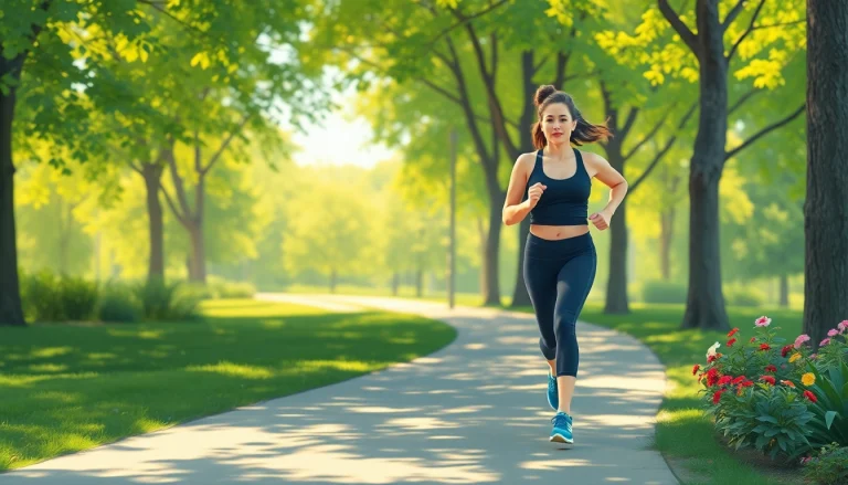 Engaging jogger exemplifying powerful Weight Loss journey in vibrant park scene.