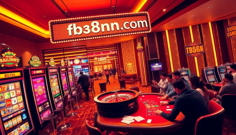 Experience the thrill at fb88nn.com with players enjoying lively poker games and slot machines.