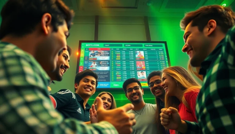Vibrant scene depicting players engaging in sports betting on fb88nn.com, showcasing excitement and numerous betting options.