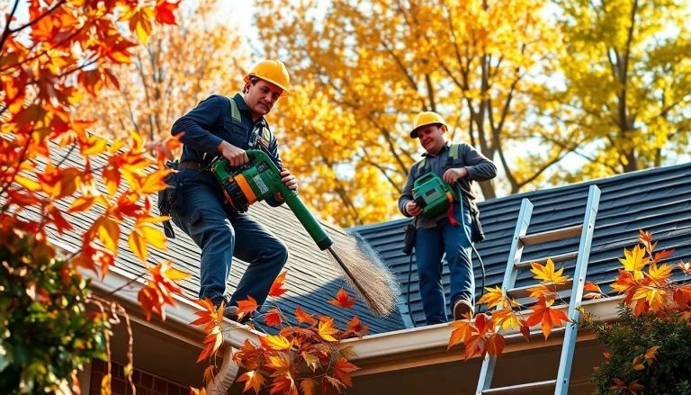 Gutter cleaning team using advanced tools to ensure homeowner safety and functionality.