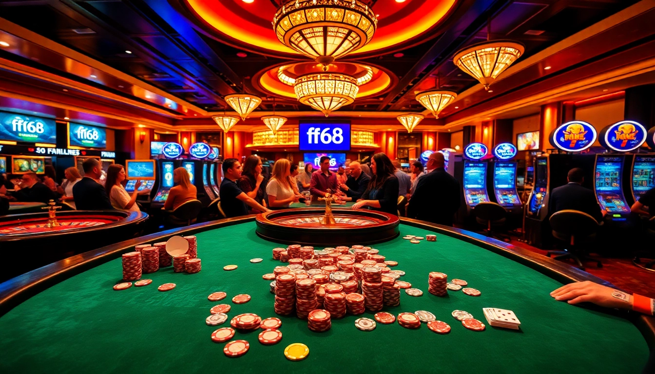 Experience high-stakes gambling at f168's upscale casino tables featuring vibrant cards and chips.