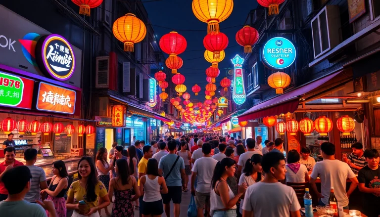 Experience the lively 다낭밤문화 with vibrant bars and crowds enjoying Da Nang's nightlife.