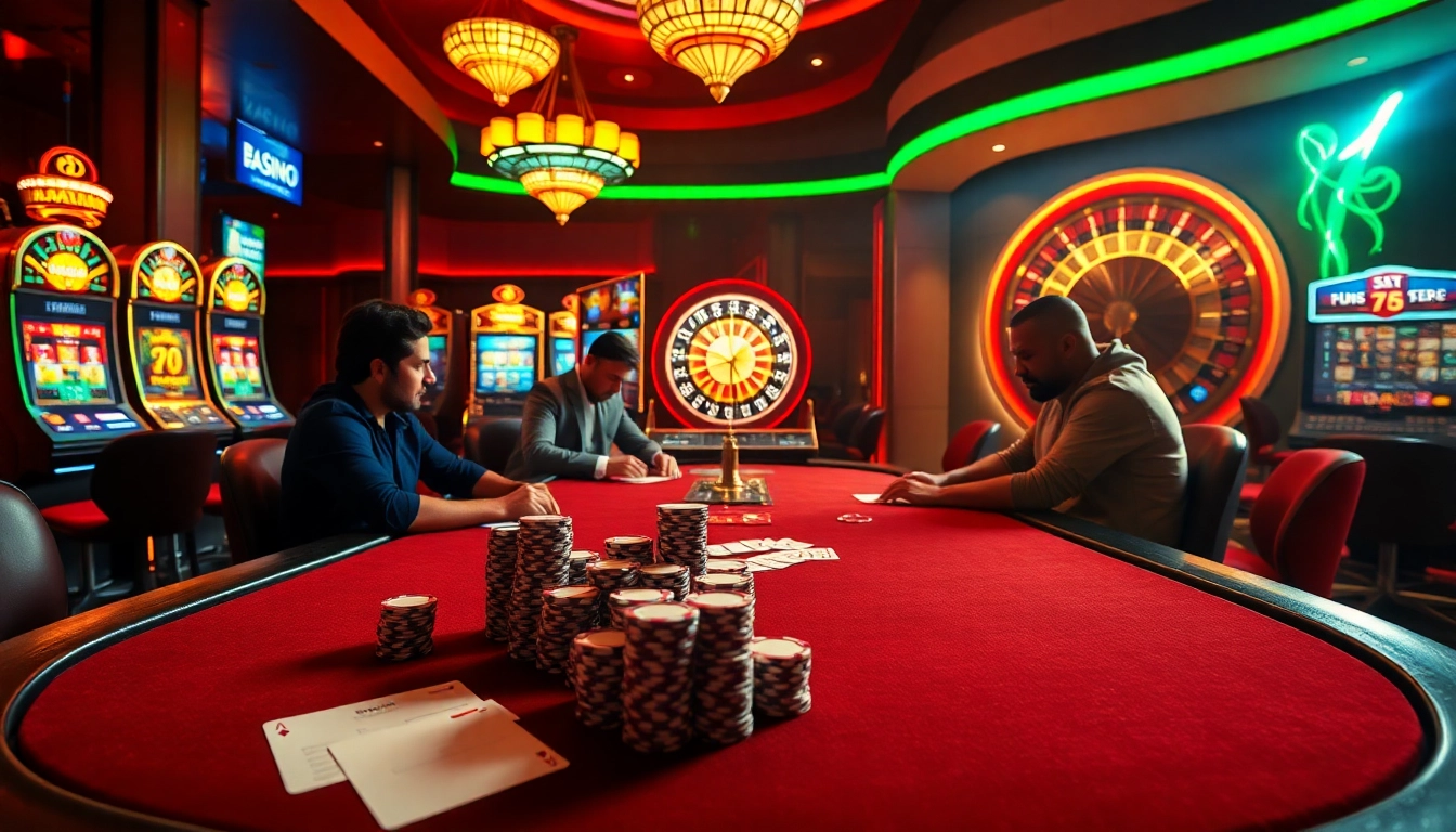 Players strategizing at a poker table in a luxury casino environment linked to https://8xx.today/.