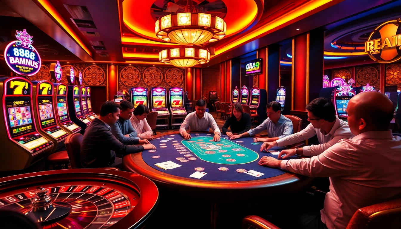 Join the excitement at 888b. com with a vibrant casino scene featuring poker and slot games.