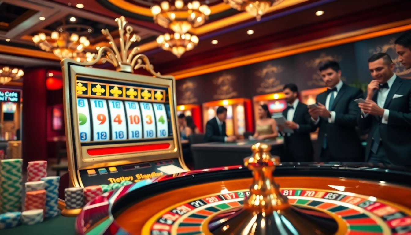 Exciting nổ hũ đổi thưởng jackpot slot machine in a luxurious casino setting.