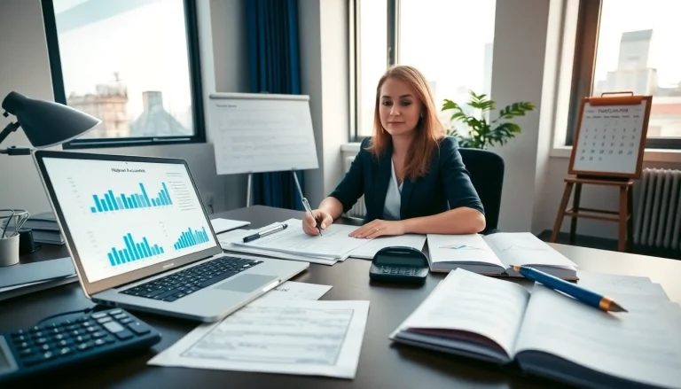Księgowość dla firmy budowlanej w profesjonalnym biurze z Marzeną Owczarzak zarządzającą dokumentami finansowymi.