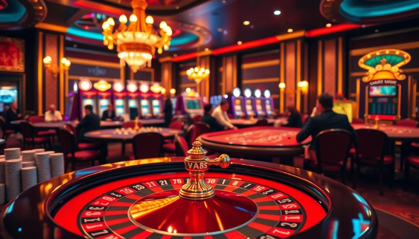 Experience the excitement at EV88 Casino with vibrant gaming tables and luxury decor.