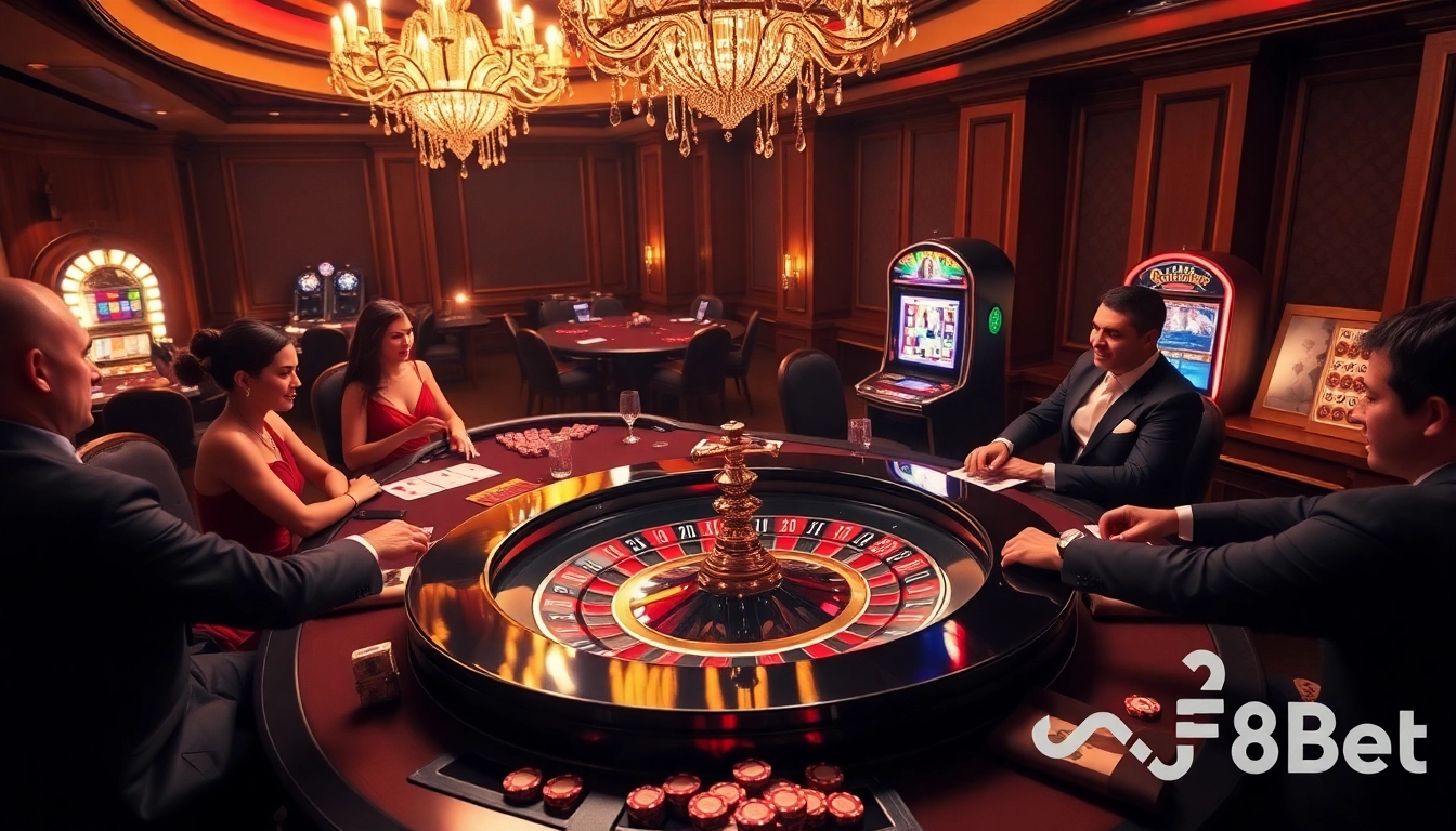 Engaged players at the F8Bet casino table enjoying the thrill of betting.