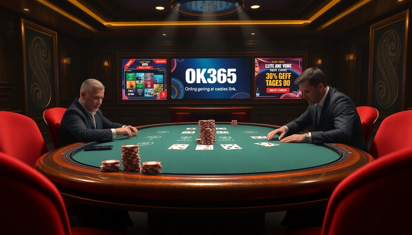 Experience the thrill at OK365 link with engaging poker gameplay, luxury setting, and exciting betting action.