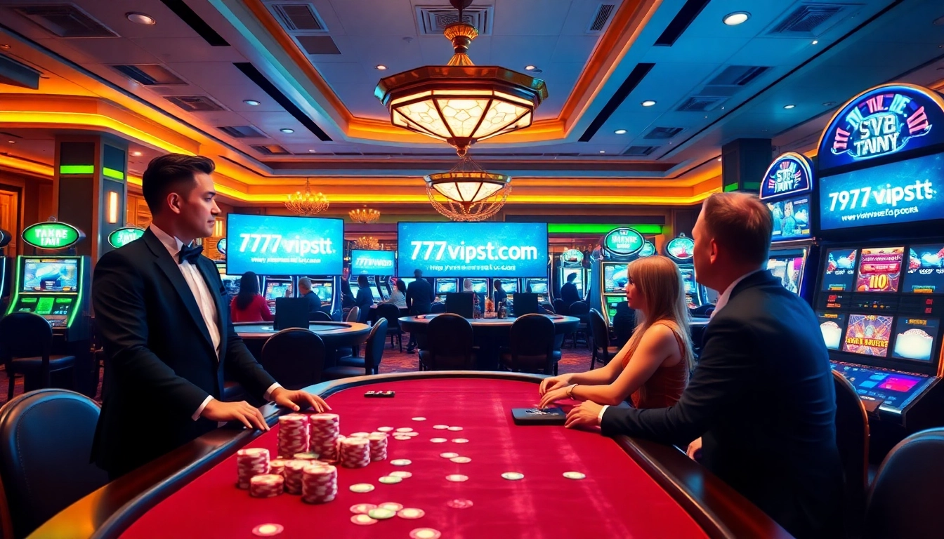 Experience the excitement of online gambling at https://777vipst.com/ with luxurious casino tables and vibrant gameplay.
