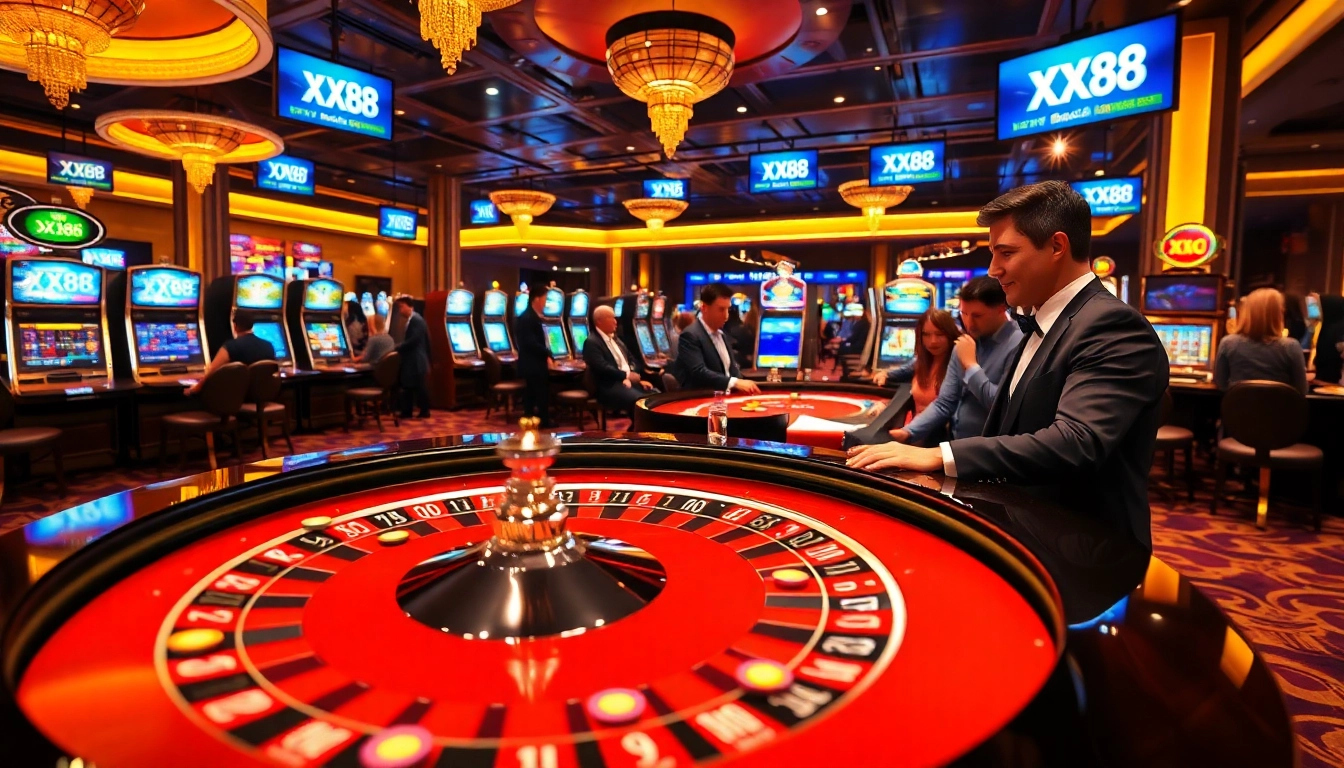 Experience the thrill of gambling at XX88 HOW with vibrant casino visuals and engaging games.