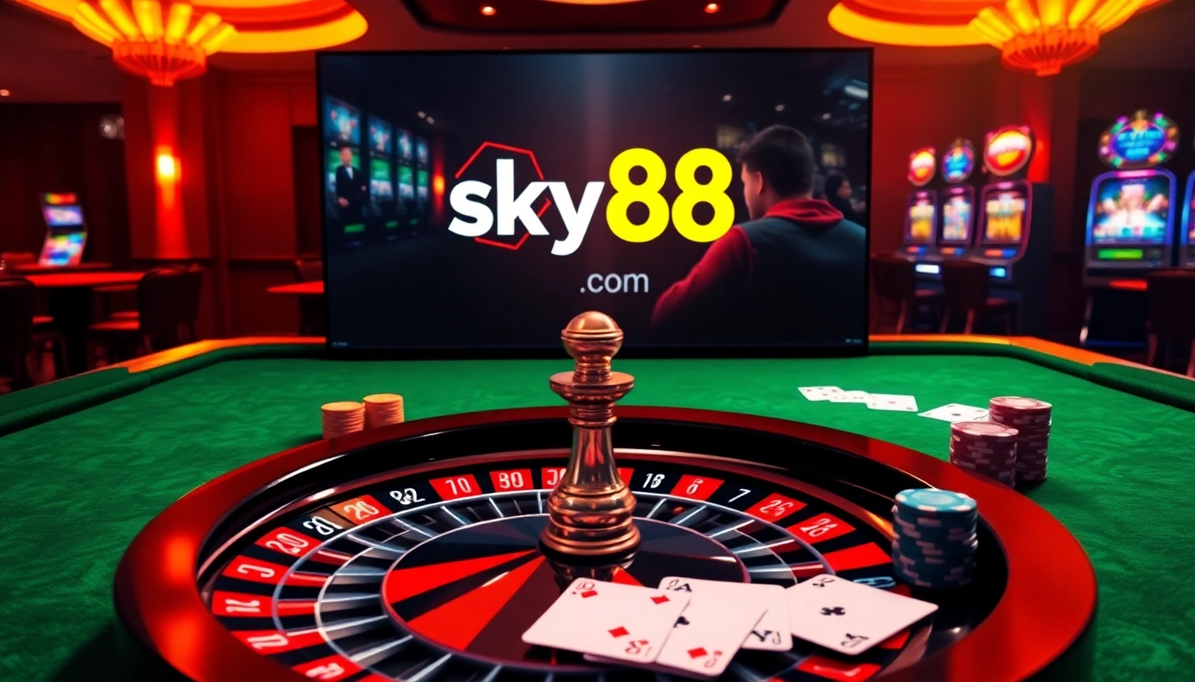 Experience high-stakes gambling with vibrant visuals at sky88 com game tables.