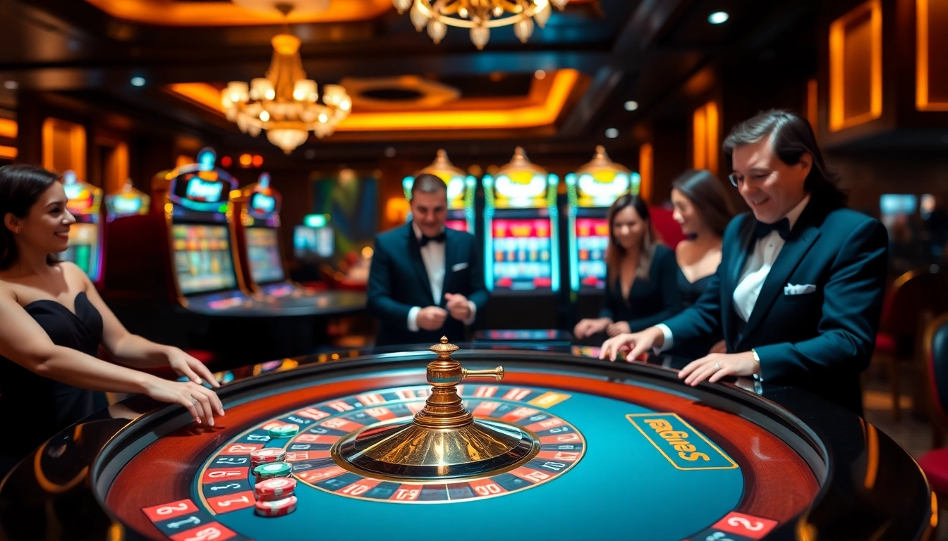 Players engaging in thrilling gambling activities at 999bet casino, featuring roulette and poker.