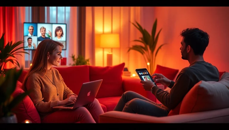 Engaging scene of AI sex chat interactions showcasing cozy ambiance and intimate digital connections.