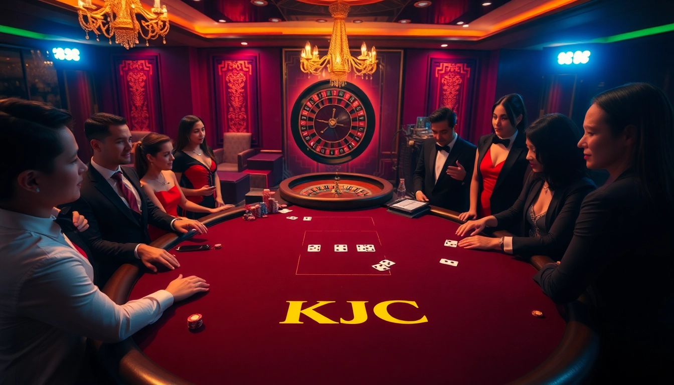 KJC enhances high-stakes gambling experience at an upscale poker table filled with excitement.