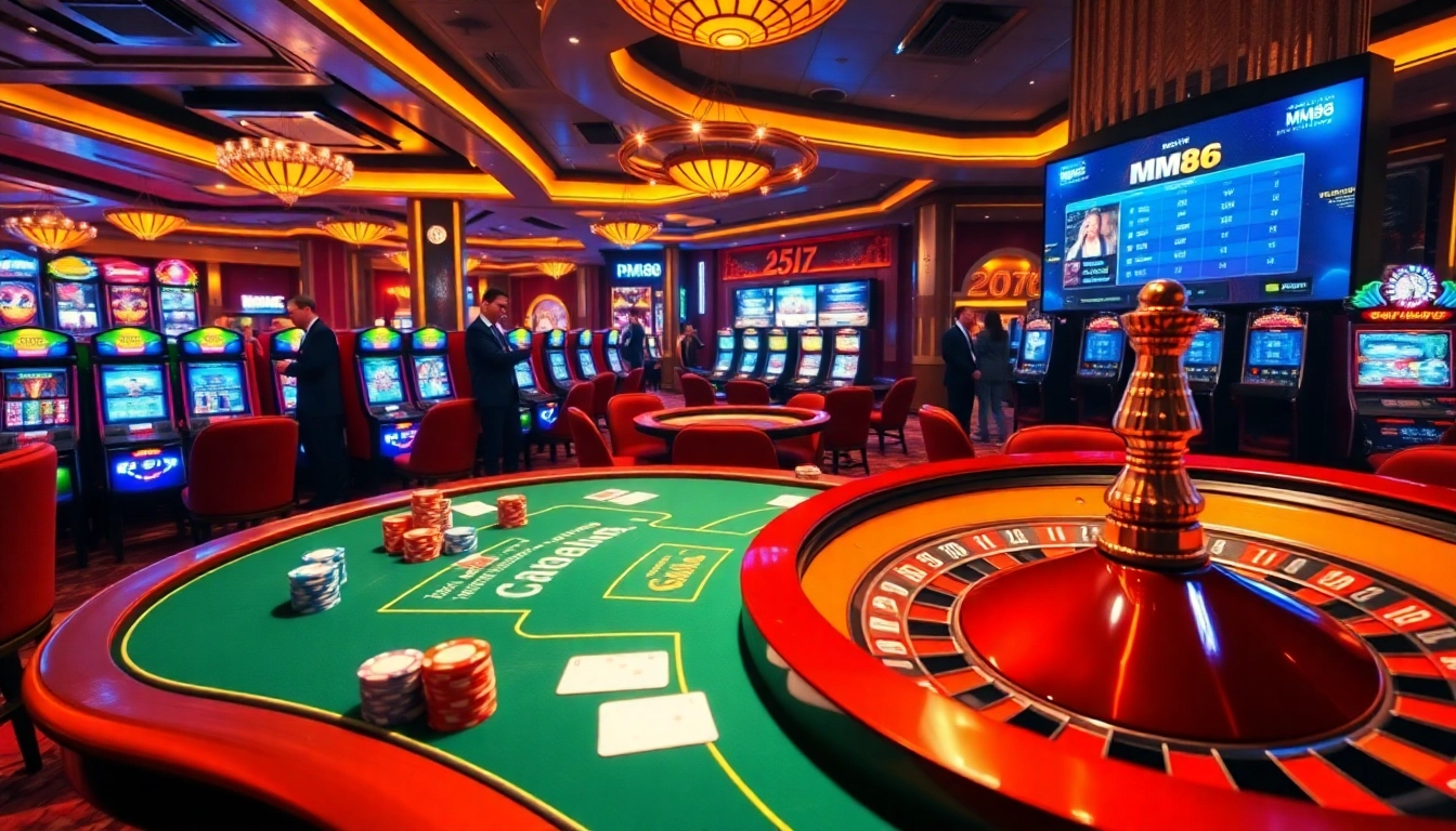 Action-packed poker game at MM88, showcasing vibrant chips and an engaging roulette wheel.