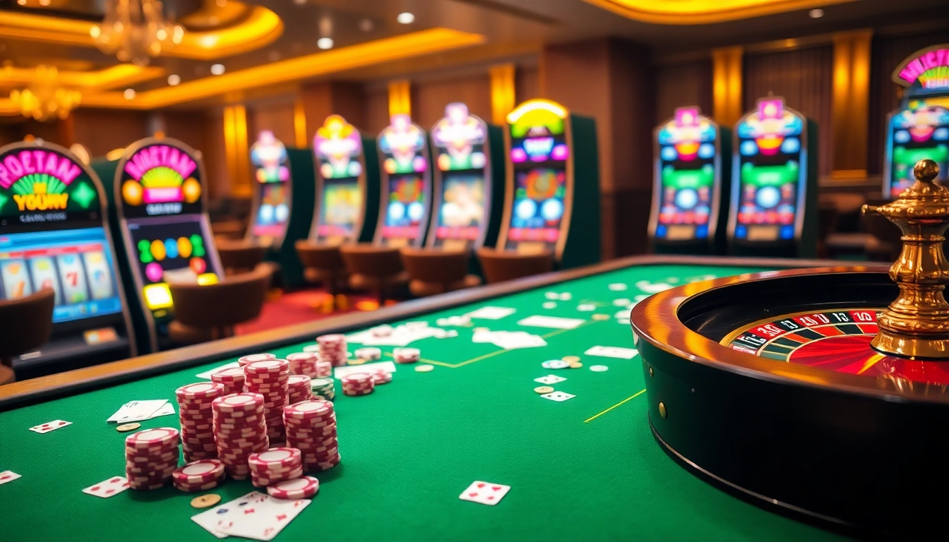 Experience the thrill of 33win at a vibrant casino table bustling with excitement.
