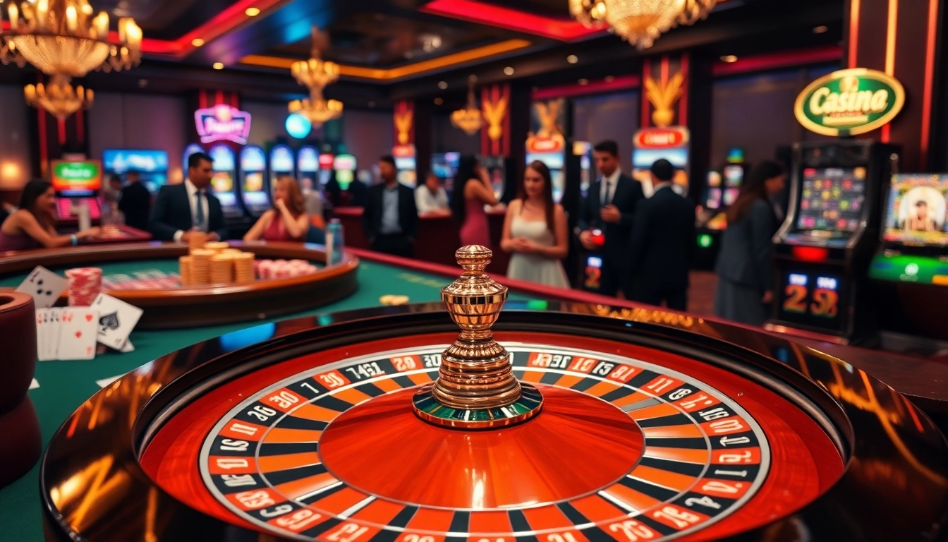 Link xx88 showcases players enjoying an exhilarating roulette game in a vibrant casino atmosphere.