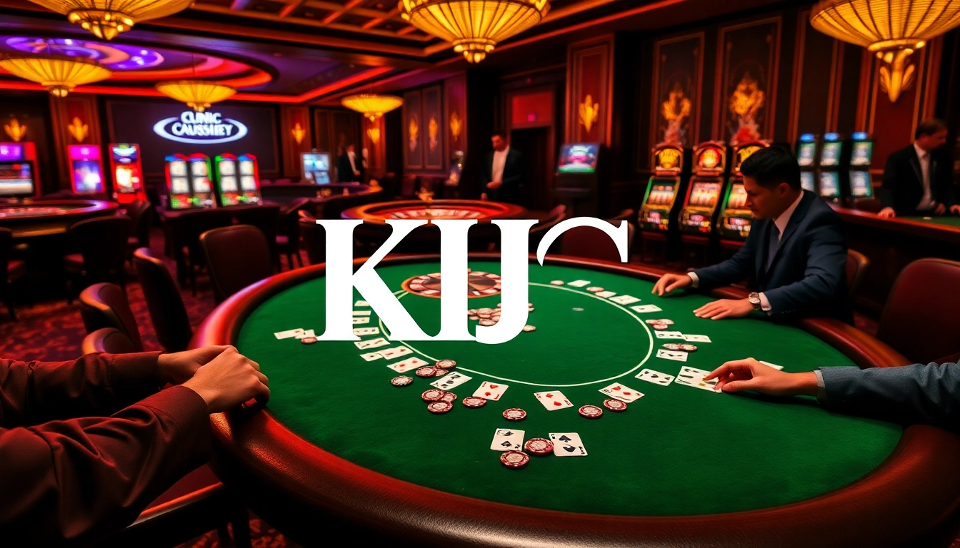 Experience the thrill of KJC-inspired casino gaming with luxurious poker and vibrant slot machines.