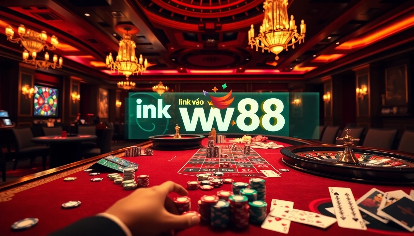 Experience the thrill of online gambling with link vào ww88, featuring vibrant casino elements.