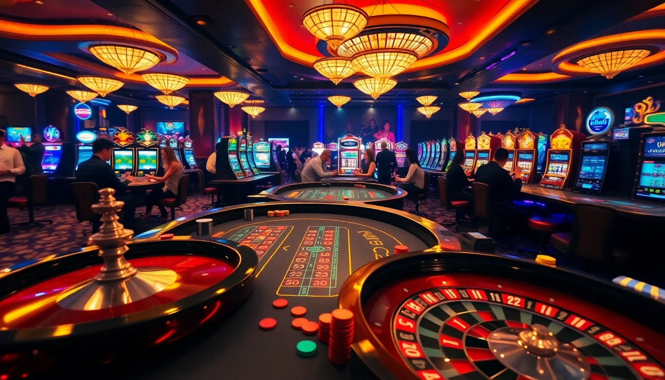 Players enjoying a thrilling experience at Luck8 casino with vibrant games and luxury ambiance.