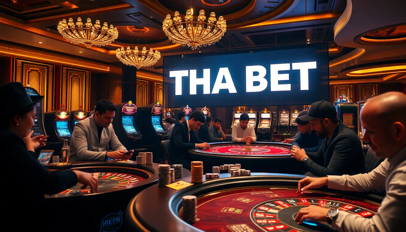 Experience the thrill of THA BET with vibrant casino tables and eager players.