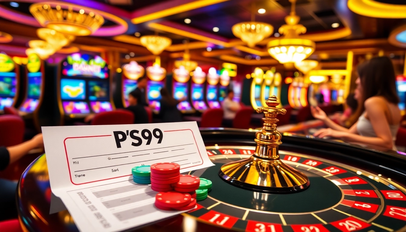 Engaging scene at a nhà cái PS99 casino with players enjoying roulette and slots.