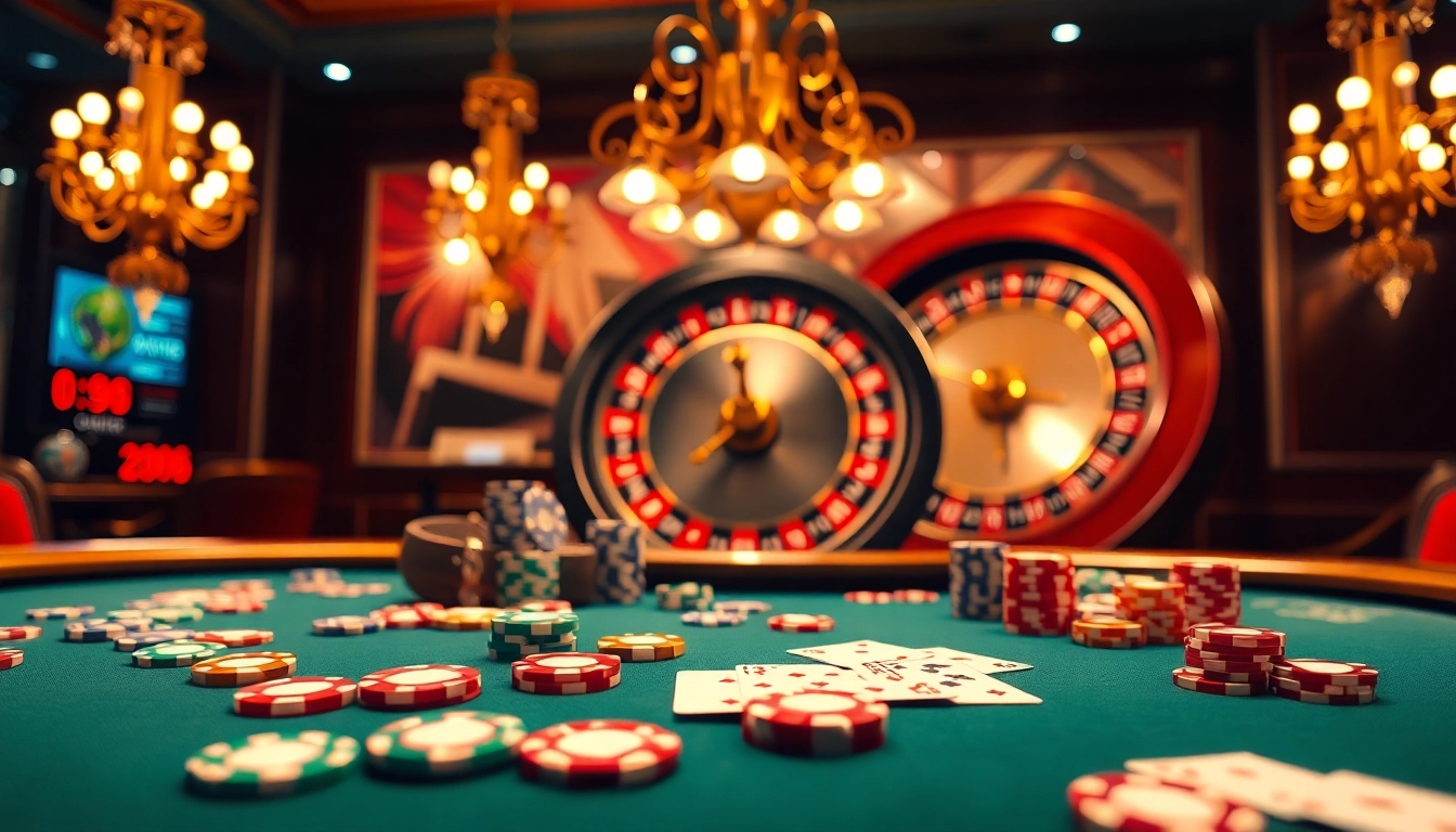 Experience excitement at KP88 com casino with vibrant poker chips and roulette wheels illustrating the thrill of gambling.