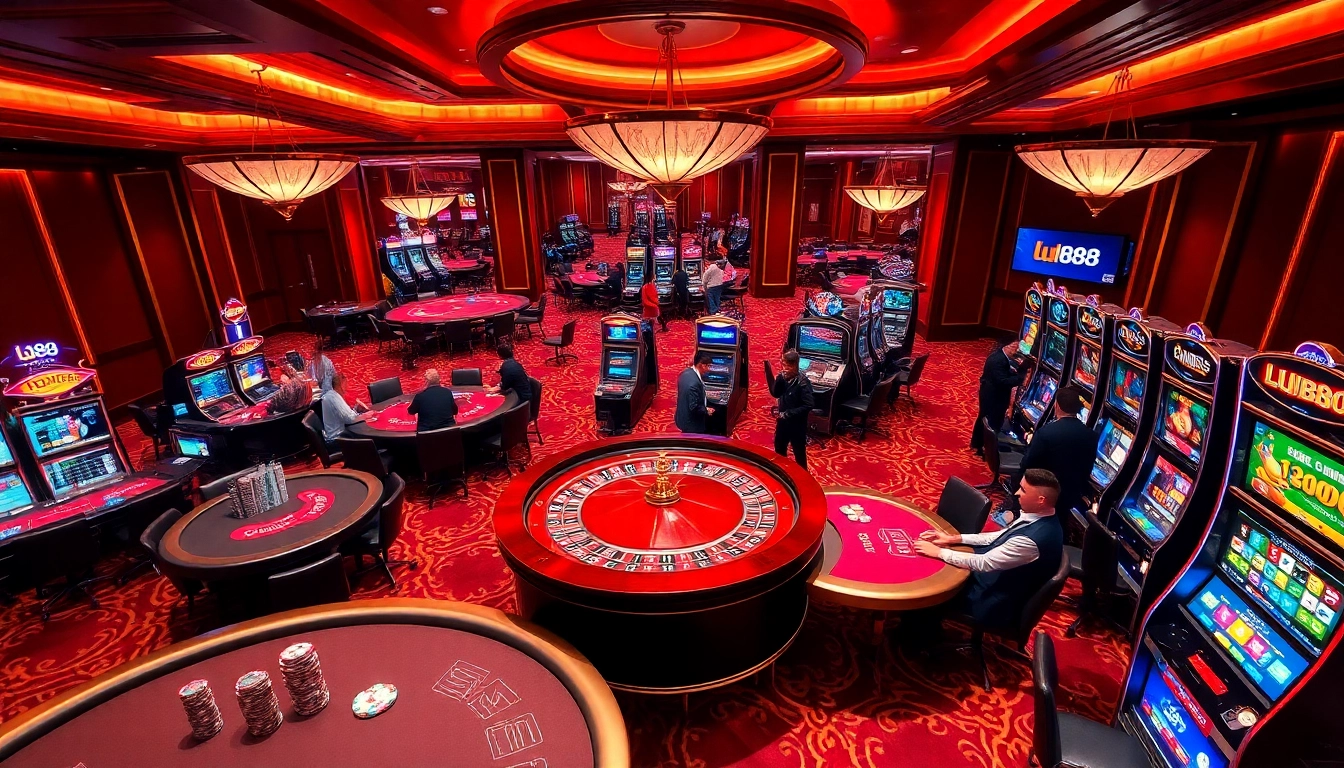 Experience thrilling gameplay at lu88 with vibrant casino tables, poker chips, and excitement.