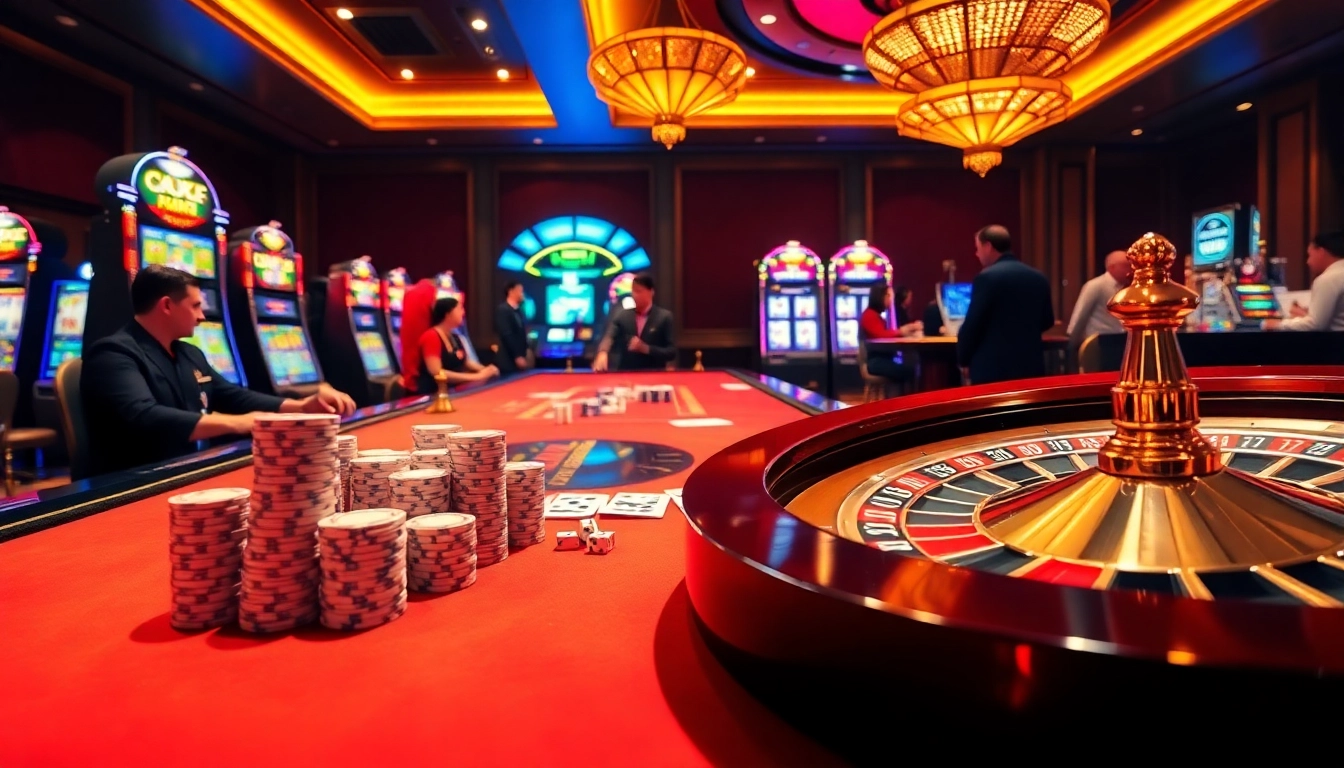 Players enjoying a luxury casino experience at https://lc88x.com/ with poker chips and roulette.