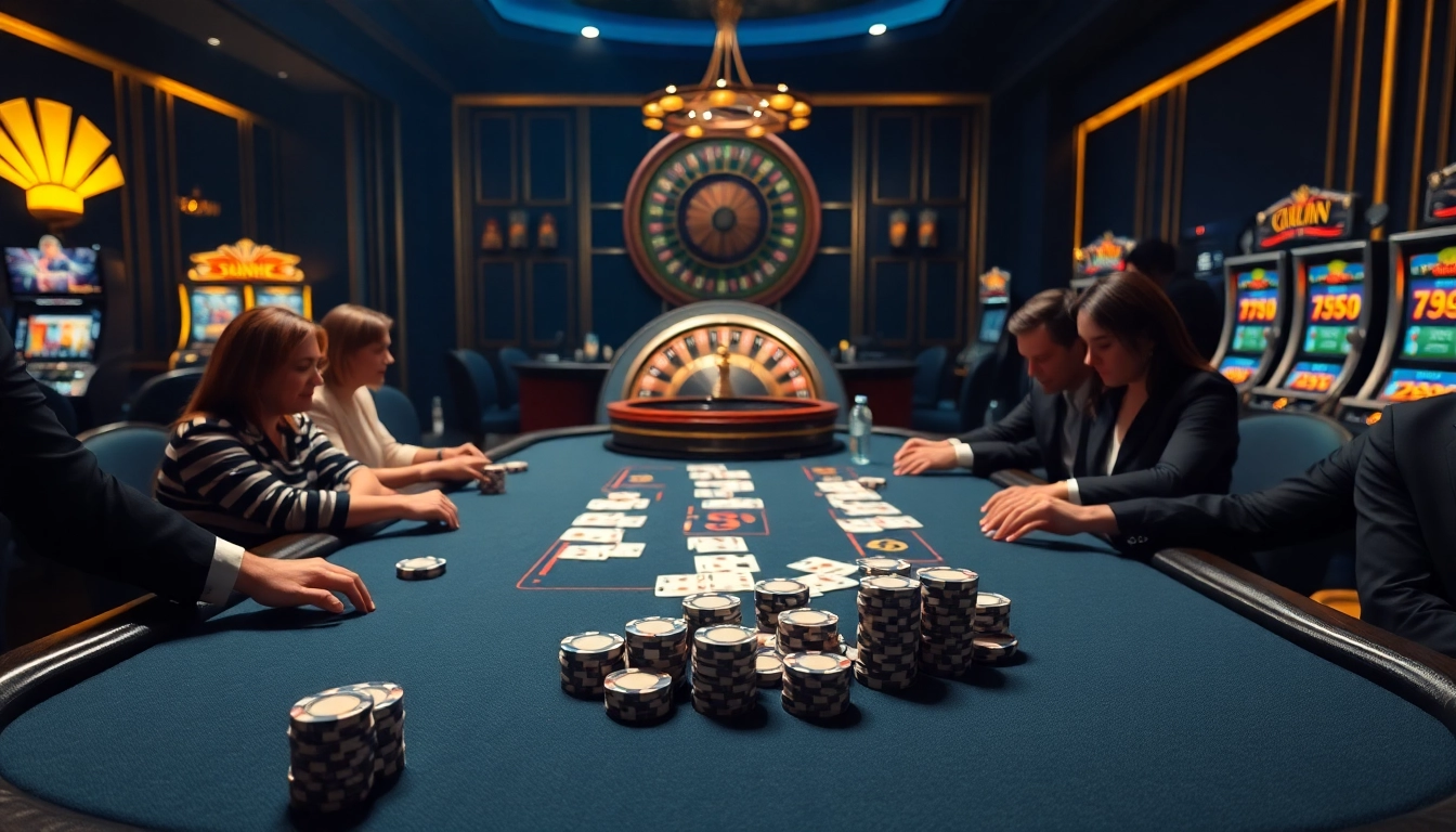 Engaged players at a glamorous casino table capturing the thrill of 789win games.