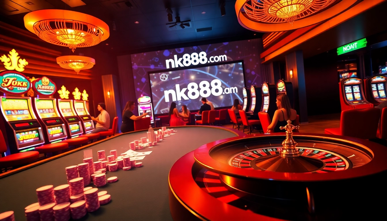 Experience the excitement of casino gaming at nk88uk.com with vibrant tables and slot machines.