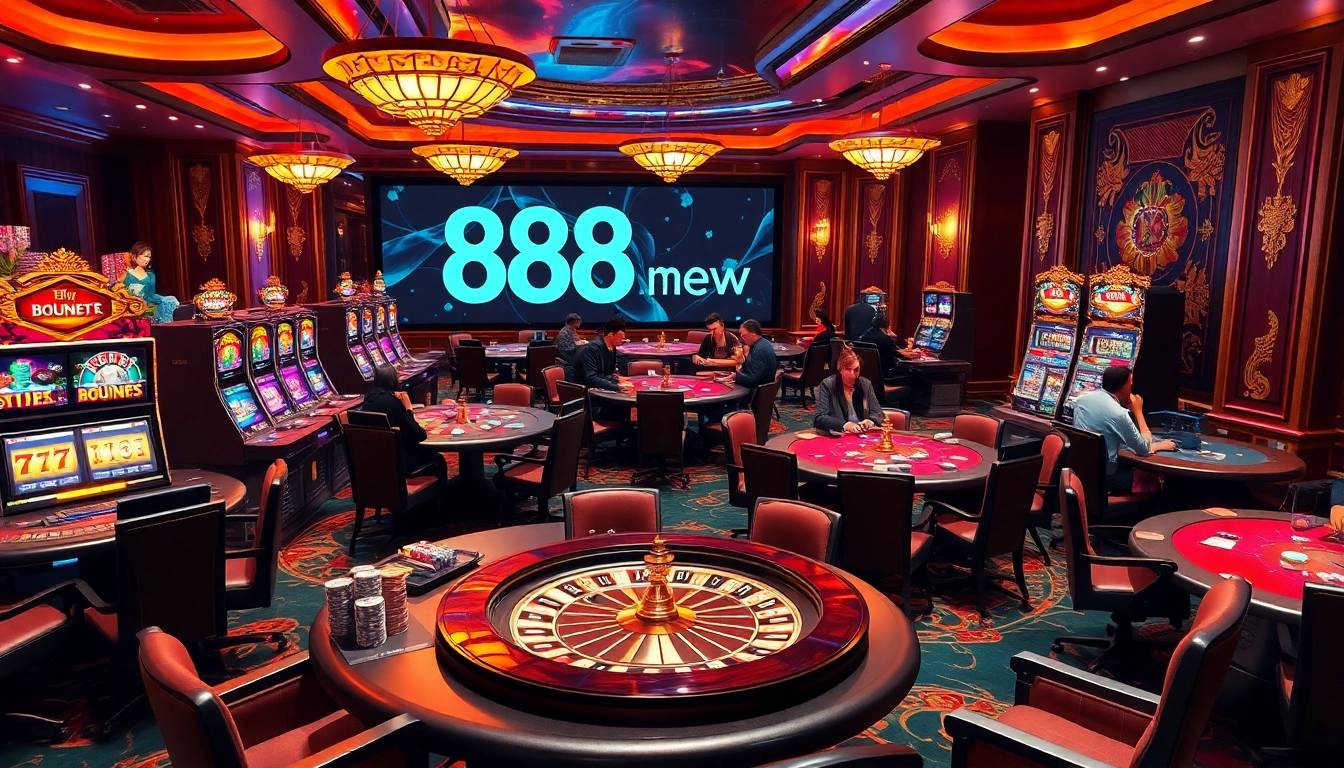 Experience vibrant gameplay at 888new with elegant poker tables, colorful chips, and thrilling slot machines.