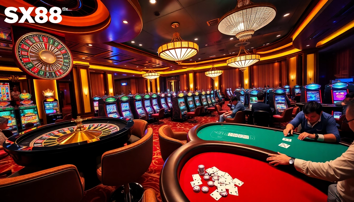 Engaging players at SX88 com casino table, showcasing excitement and luxury in gambling.