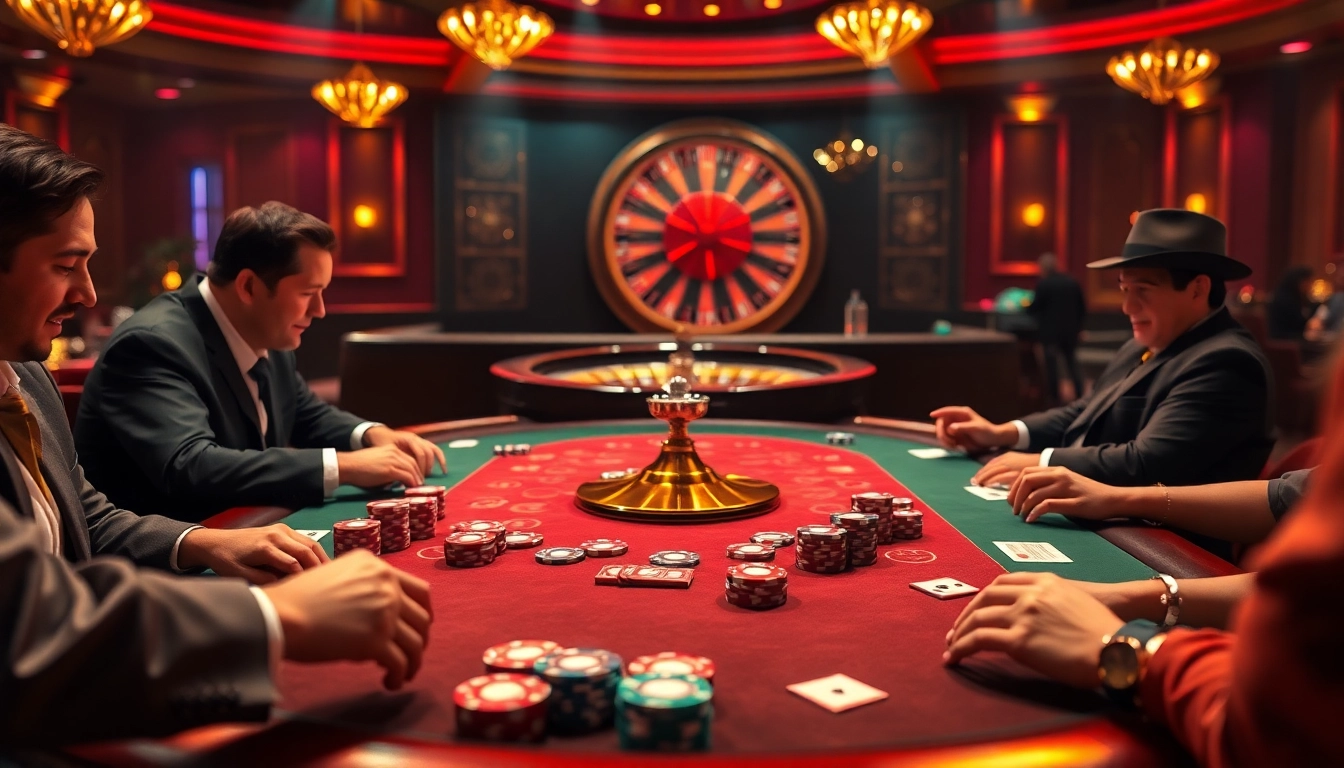 The vibrant casino scene showcases a thrilling poker game at https://www.78wind.love/ with colorful chips and cards.