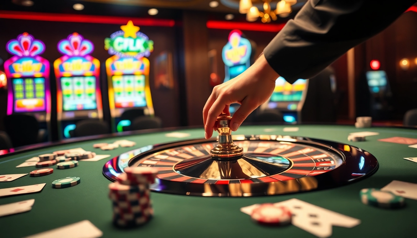 Experience high-stakes gaming at S8 casino with luxurious roulette and vibrant slot machines.