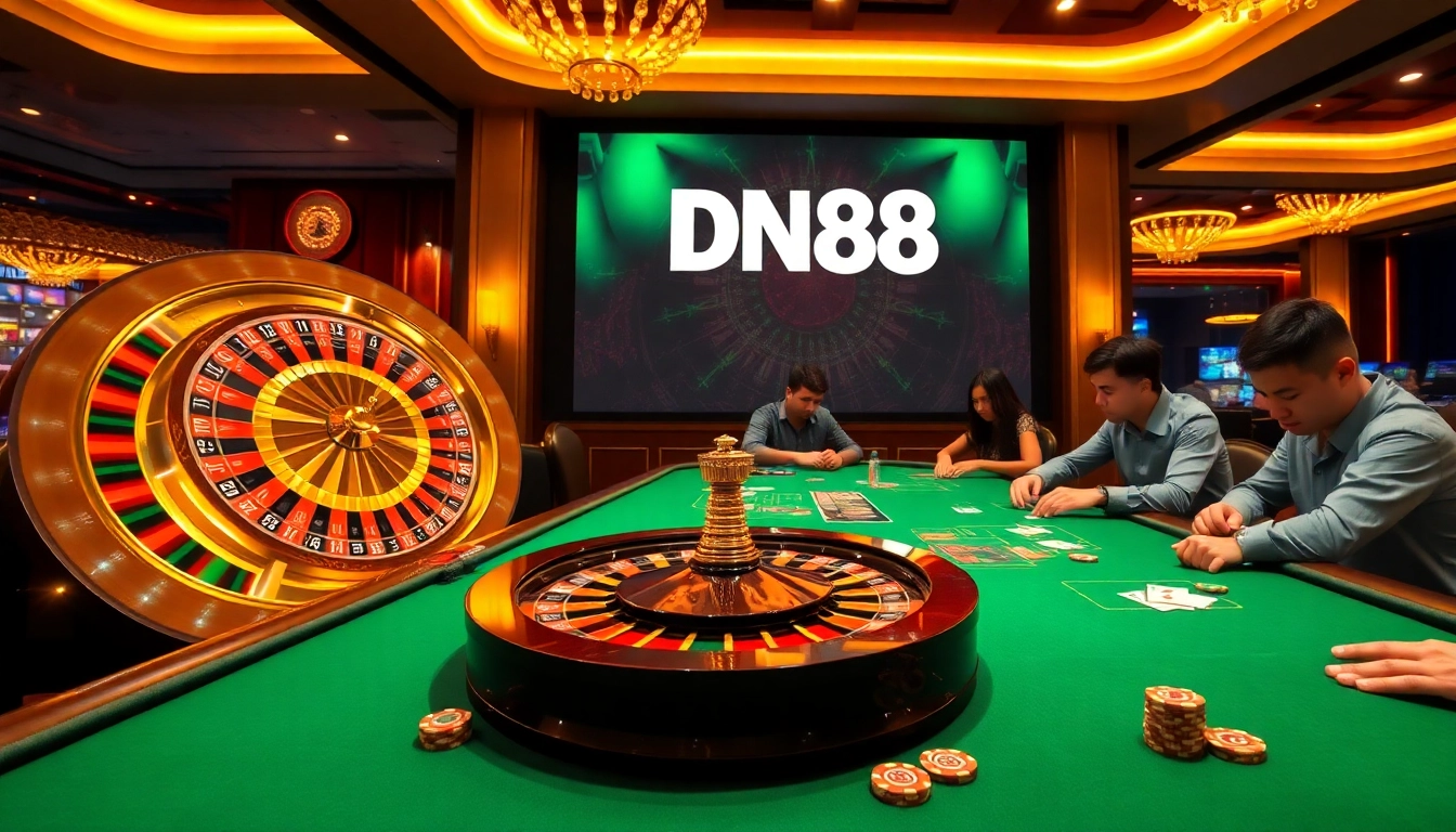 Experience the thrill of gambling at DN88's sophisticated casino tables with players in action.