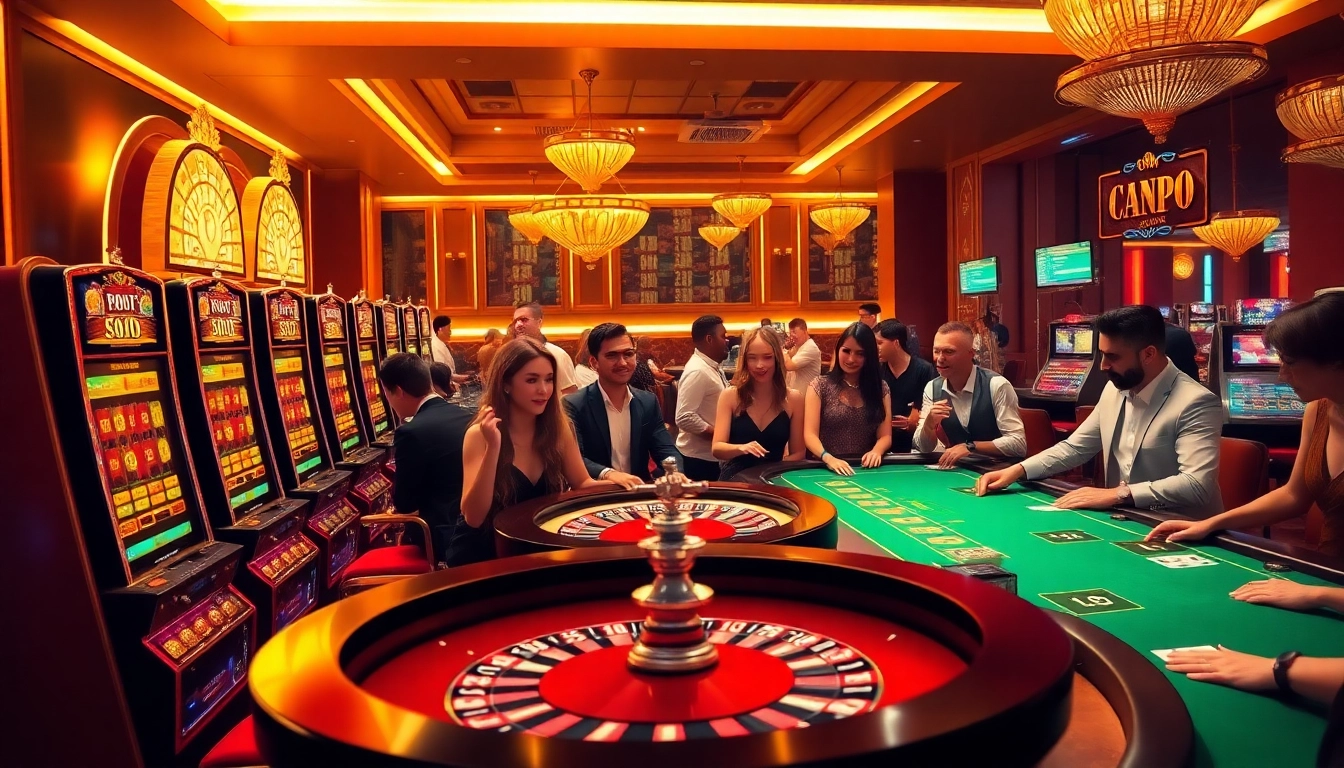 An exciting casino scene showcasing players immersed in gaming activities, highlighting the thrill of https://good88k.blog's gambling atmosphere.