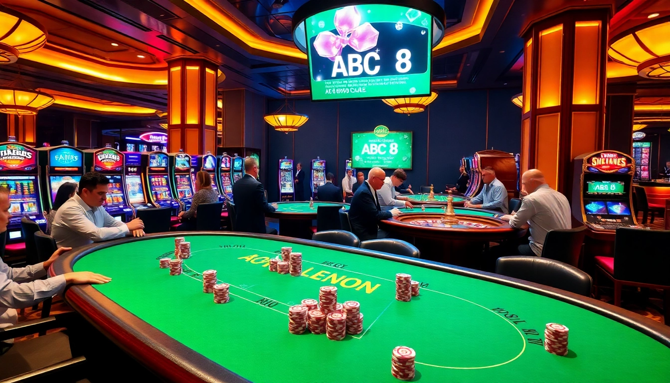 Players enjoying a thrilling casino experience with ABC 8 gaming elements in a luxurious setting.